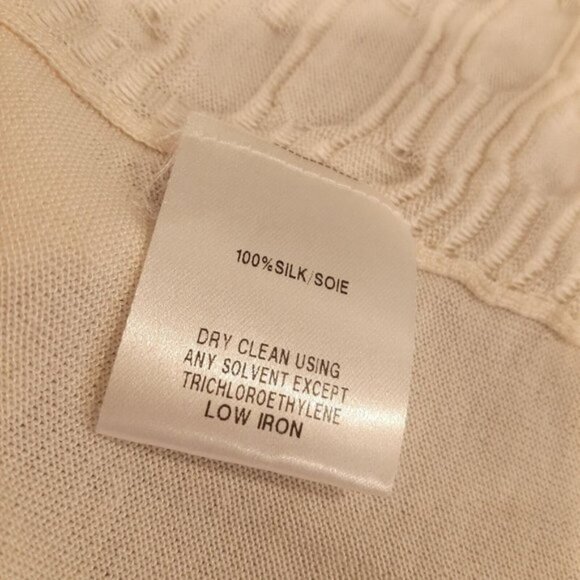 Lafayette 148 Silk Cardigan Womens Size Small Cream Open Textured Long Sleeve - Picture 11 of 11